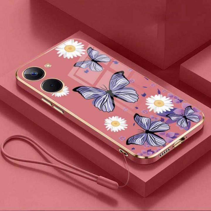 Vivo%20Y03%20Little%20Daisy%20Luxury%20Butterfly%20Flower%20Casing%20Square%20Edges%20Plating%20Back%20TPU%20Soft%20Case%20with%20Lanyard%20Cover%20-%20Image%207