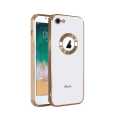 iPhone 7/8  Luxury Transparent Logo Hole Case with lens Protector. 