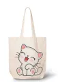 Cat Love Tote Bag - Eco-Friendly Zipper Bag with Inside Pocket. 