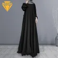 Modest Dress Vintage Dot Print Maxi Dress with A-line Silhouette Long Sleeves for Women Floor Length Abaya Robe Abaya Dress. 