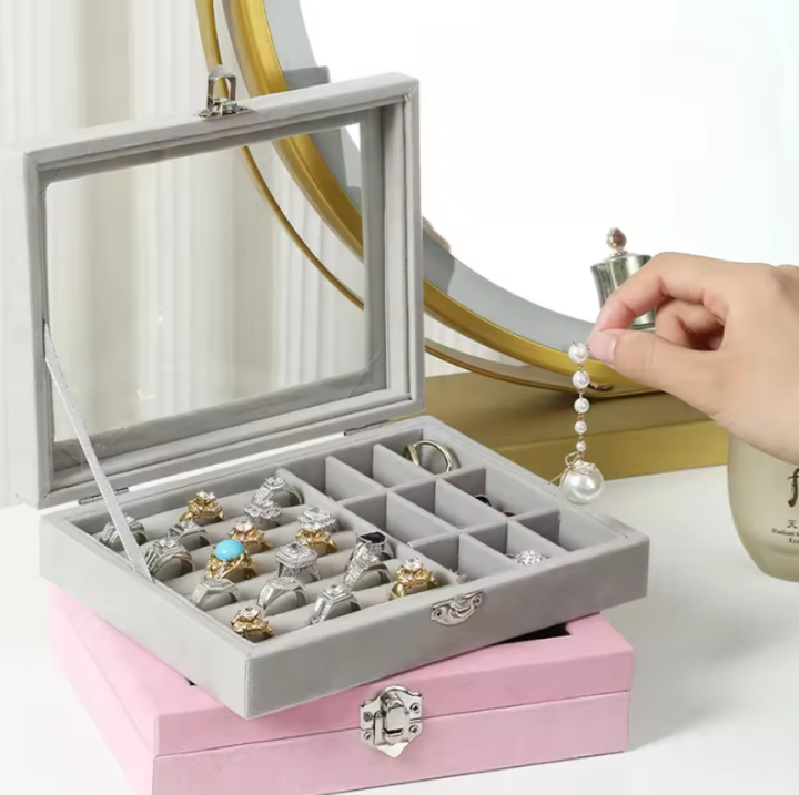 Jewelry%20Storage%20Box%20With%203%20Layers/1%20Layer%20Large%20Capacity%20Rounded%20Corners%20Velvet%20Interior%20Earrings%20Rings%20Organizer%20Storage%20Case%20-%20Image%202