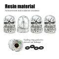 4Pcs/Set Universal Skull Car Auto Wheel Tire Valve Stem Caps Dust Covers Modified Tire Valve Cap for Car, Motorcycle and Bicycle. 