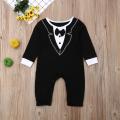 Newborn Baby Boys Gentleman Romper Bodysuit Jumpsuit Clothes Formal Outfits The cotton content is greater than 50%. 