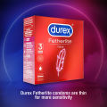Durex Condoms Fetherlite Ultra Thin 3'S, Feel Thin With Thinner Condoms For Greater Sensitivity. 