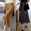 ( ) ZANZEA Korean Style Women's Skirts Office OL Elegant High Waist Polka Dots Midi Fishtail Overskirts. 