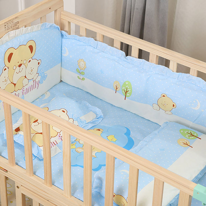 Kidlove%205pcs%20Baby%20Bedding%20Suit%204pcs%20Baby%20Crib%20Bumper%201pc%20Bed%20Sheet%20Set%20Infant%20Removable%20Washable%20Bedding%20-%20Image%202