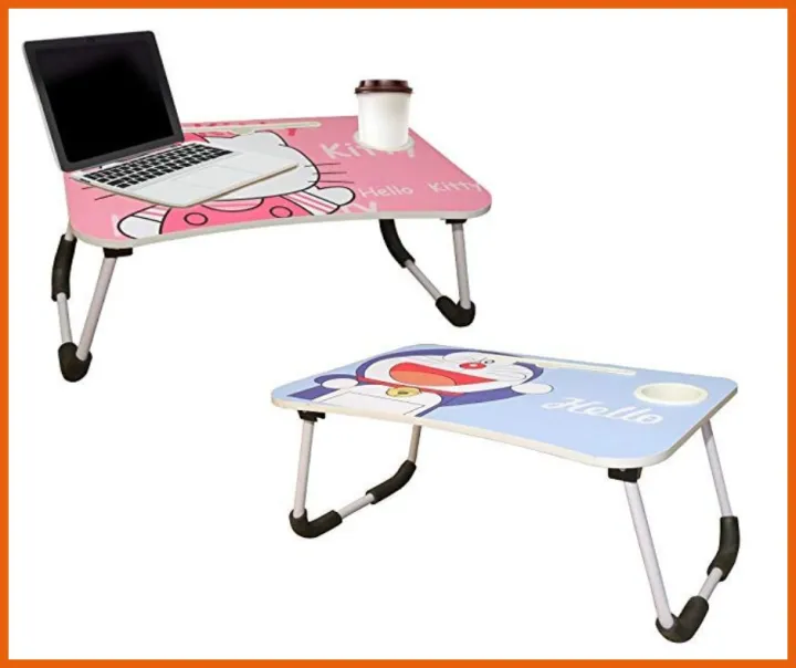 Cartoon printed heavy laptop study table Random Style, Smart Multi-Purpose Cartoon Printed Laptop Table with Dock Stand/Study Table/Bed Table/Foldable and Portable Table, Portable Laptop Desk, Folding Wooden Bed Table for Children, Kids Activity Table