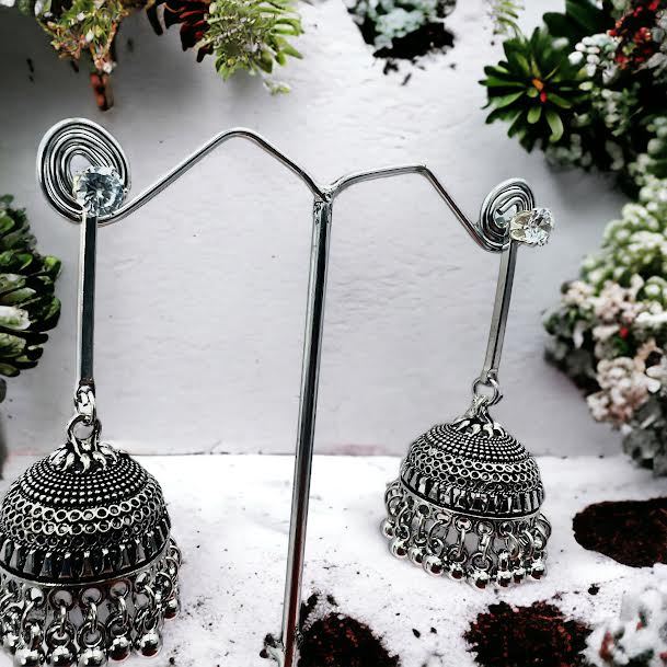 Black%20silver%20radiational%20Long%20Indian%20Jhumka%20Jhumki%20oxidized%20Dangle%20Earrings%20With%20Pearl%20For%20Women%20and%20girl%20-%20Image%206