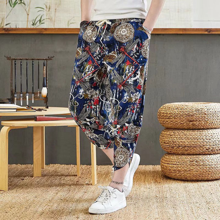 Men%20Loose%20Casual%20Harem%20Pants%20Large%20Size%20Cropped%20Pants%20Retro%20Printing%20Wide-leg%20Pants%20-%20Image%206