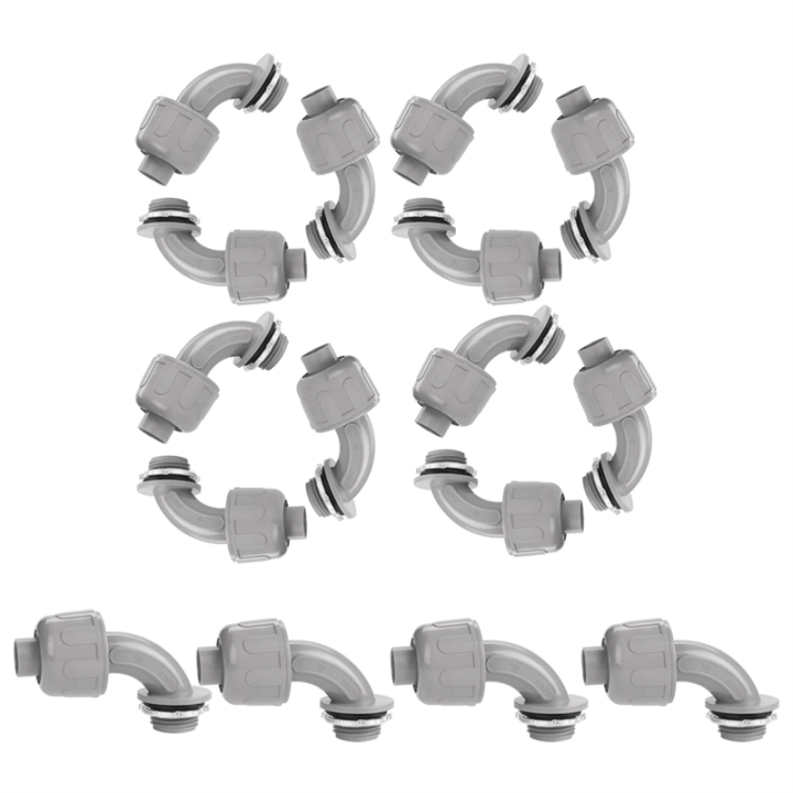 1/2 Inch Liquid Tight Connector PVC Flexible Electrical Conduit Fittings 90 Degree Conduit Connector Fittings(16 Pieces)