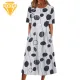 Printed Midi Dress Floral Print O Neck A-line Midi Dress with Pockets for Women Soft Breathable Summer Daily Wear Style Elegant Round Neck Dress. 