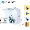 PULUZ Ring Mini LED Light Box Panel Folding Lightbox Photography Photo Studio LEDs Panel Light Soft Box Photo Background Backdrop Kit with 6 Colors Backdrops (Black, White, Orange, Red, Green, Blue). 