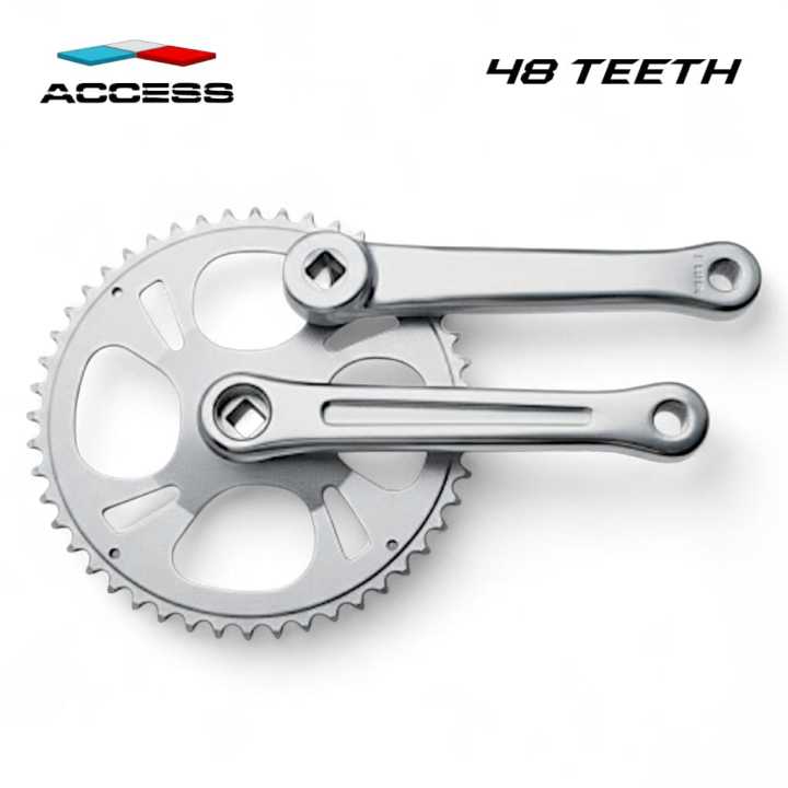 ACCESS 48T Bicycle Crankset – Nut Type Chain Wheel | Metal Single-Speed Crank | Durable Chainring for Standard Bicycles - Bicycle Cog Wheel 48T Chain Wheel and Alloy Crank, Durable High Quality Cog Wheel set ACCESS Brand