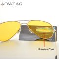 AOWEAR Brand 3025 Goggles Vision Night Glasses for Driving Polarized Aviation Yellow Sunglasses Men Night Vision Pilot Eyewear. 
