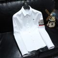 Trendy Long Sleeve Shirt Men2023Spring and Autumn New Bee Embroidered Casual Large Size Striped Contrast Color Shirt. 