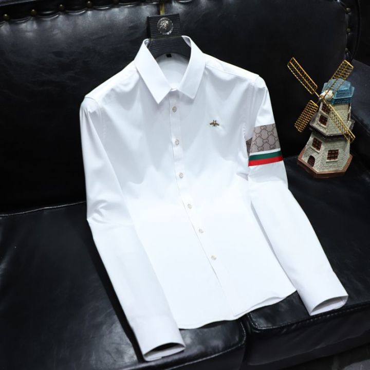 Trendy%20Long%20Sleeve%20Shirt%20Men2023Spring%20and%20Autumn%20New%20Bee%20Embroidered%20Casual%20Large%20Size%20Striped%20Contrast%20Color%20Shirt%20-%20Image%203