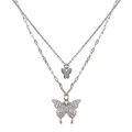 Delicate Crystal Butterfly Double Pendant Necklace. 