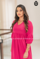 UpTrendy Hot pink Long Sleeves Long cotton frock | Dresses for women | Dress with side pockets. 