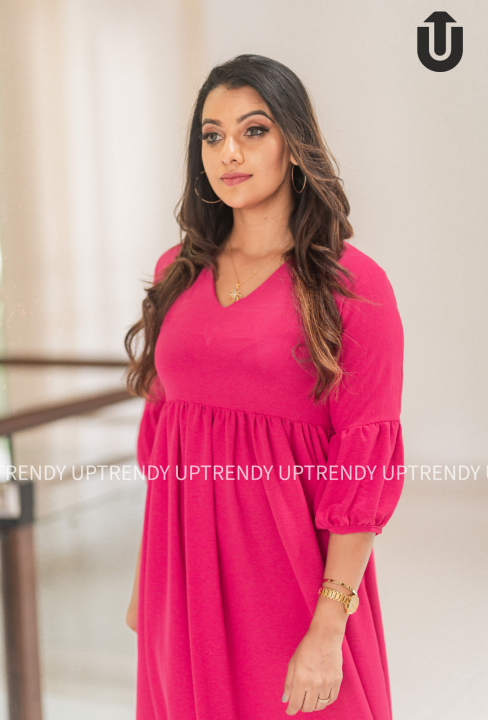 UpTrendy%20Hot%20pink%20Long%20Sleeves%20Long%20cotton%20frock%20%7C%20Dresses%20for%20women%20%7C%20Dress%20with%20side%20pockets%20-%20Image%202