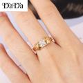 New Retro 24K Gold Ring Interwoven Pattern Point Diamond Ring Female Jewelry. 