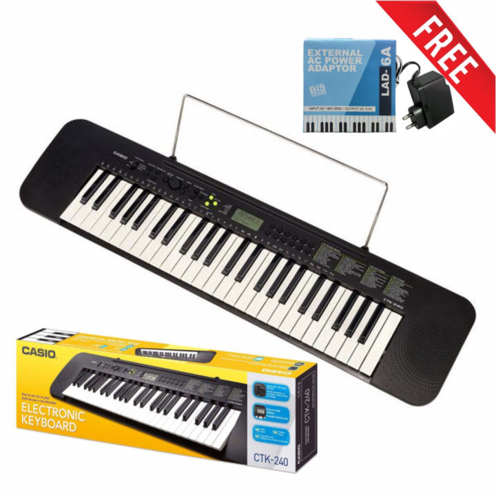 Casio CTK-240 Portable Keyboard 49 Keys (4 Octave) with Power Adaptor | Musical Keyboard Black | Built-in Tones & Rhythms | 1 Year Company Warranty  Portable Keyboard with Power Adaptor 1 Year company warranty 49 keys Musical Keyboard Black 4 octave