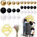 25pcs Black Gold Bubbles Balls Cake Topper Foam Balls Cake Topper Wedding Birthday Party Baby Shower Cake dessert Decoration. 