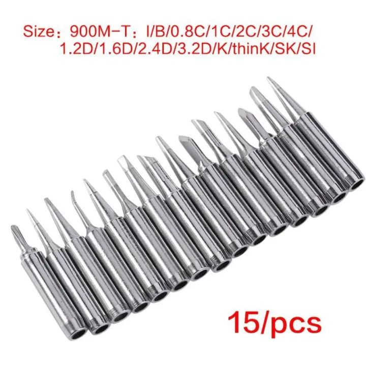 15/pcs Lead-free Copper Solder Solde g Iron Tip Set Tips 900M-T for 936 937 938 969 Rework S on