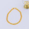 22K Gold Plated Luxury Mesh Bracelet 4MM Men and Women Jewelry 22K Pure Gold Colour Classic Charm Women Lady Chain Replatable Bracelets Fashion Wedding Party Gifts 24K. 