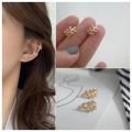 Gold Earrings 1Pc Exquisite Simple Leaf Women Earrings Ear Clip. 