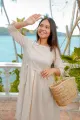 Kayla Linen Midi Dress (Relaxed Fit)-Ivory. 