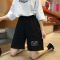 Summer Fifth Pants Western Style Casual Sports All-Match Black Outer Wear Loose Large Size Shorts Girls Junior High School Middle Fashion. 
