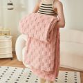 Universal Thick Warm Fleece Blanket Solid Color Plush Soft Sofa Blanket Square Texture Comfortable Bed Blanket All Season. 