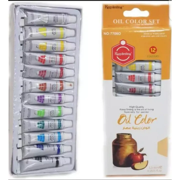 Oil painting colours - Pack of 12 multicolor with 1 Brush | Daraz.lk