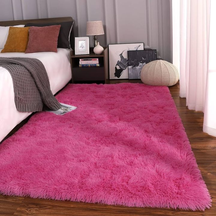 Faux Fur Carpets [3 x 5 feets] Hot Pink Colour | Bedroom/Living Room Fur Fluffy Extra Soft Rug / Carpet