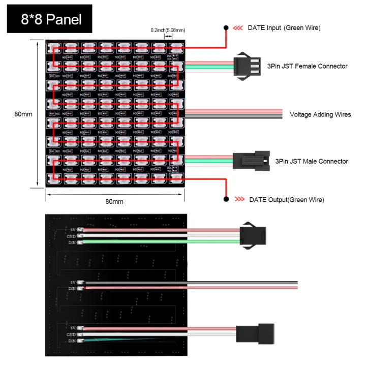 WS2812B%208x8%20RGB%20LED%20Digital%20Flexible%20Individually%20Addressable%20Panel%20Screen%20WS2812%20Pixel%20Module%20Matrix%205V%20-%20Image%204
