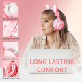 GS510 Pink Cat Ear Headphone With Rgb Led Light Flexible Mic Gaming Headset 7.1 Surround Computer Earphone For Pc Gamer gift. 