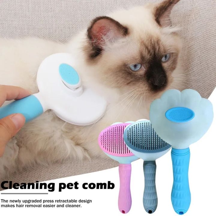 Self Cleaning Pet Dog Brush Cat Comb Stainless Steel Needle Pet Dog Cleaning Grooming Tools