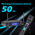 Professional BOMGE 4 channel wireless microphone System Cordless Mic Set With Four Handheld Mics Fixed Frequency, Long Range 200ft. 
