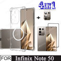 4In1 Infinix Note 50 4G Case Magnetic Sticker Shockproof Phone Case for Infinix Note 50x Tempered Glass Screen Protector Film. 