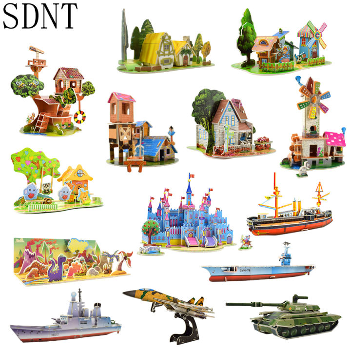 【HOT】 Cartoon Cardboard Jigsaw Puzzle 3D Paper Model Building Kits Diy ...