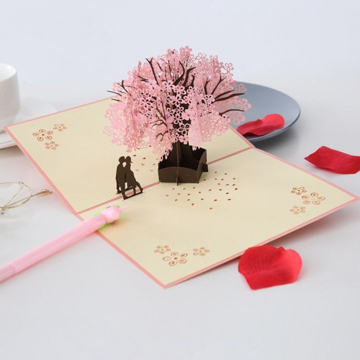 Invitations Cards Romantic Cherry Blossom Tree Greeting Card Foldable ...