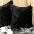 Cushion Covers Faux Fur Fluffy Worm Double Side Sofa Pillow Covers Soft Beautiful Black. 