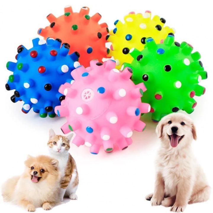 Pet Puppy Dog Small Rubber Squeaky Ball Dog Toy Colour Fetch Play