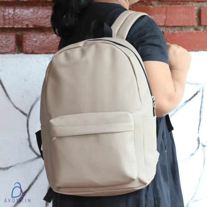 Synthetic%20Leather%20Simple%20Backpack%20Plain%20Color%20Backpack%20Avonkin%20Bags%20(CBP08)%20-%20Image%202