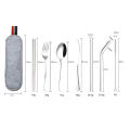 8pcs Outdoor Cutlery Set 304 Stainless Steel Spoon Fork Chopsticks Juice Straw With Bag Dinnerware Kitchen Accessories. 