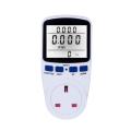 LCD Display Electricity Usage Power Meter Socket Energy Watt Volt Amps Wattage KWH Consumption Analyzer Monitor Outlet--with Backlight AC230V~250V UK Plug. 