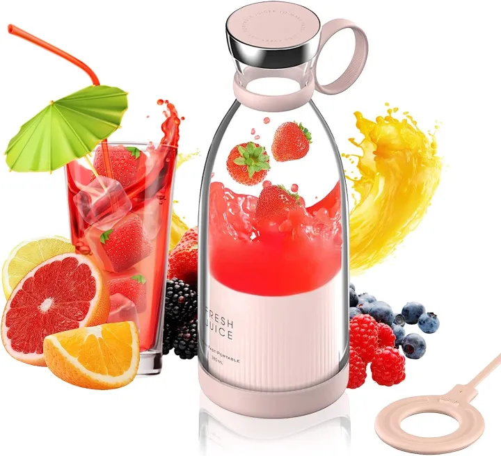Portable blender smoothie maker, 350ml fresh juice mini blender bottle with usb fast charging, multifunctional milkshake juice smoothie bottle for gym, office, baby food, travel