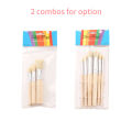 Wooden Stencil Paint Brushes Set Round Tip Bristle Hair Paintbrush Easy to Clean Art Supplies Gift for Children Adults Acrylic Oil Watercolor Drawing Painting DIY Crafts 6PCS. 