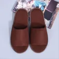 【WEJA】1Pair Hotel Slippers Thickened Disposable Home Guest Indoor Slippers Open Toe Non-slip Couple Travel Slippers. 