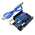 Arduino UNO R3 High Quality Development Board ATMEGA328P Removable 8 bit Microcontroller with ATMEGA16U2 USB controller Free 12 inches USB cable. 
